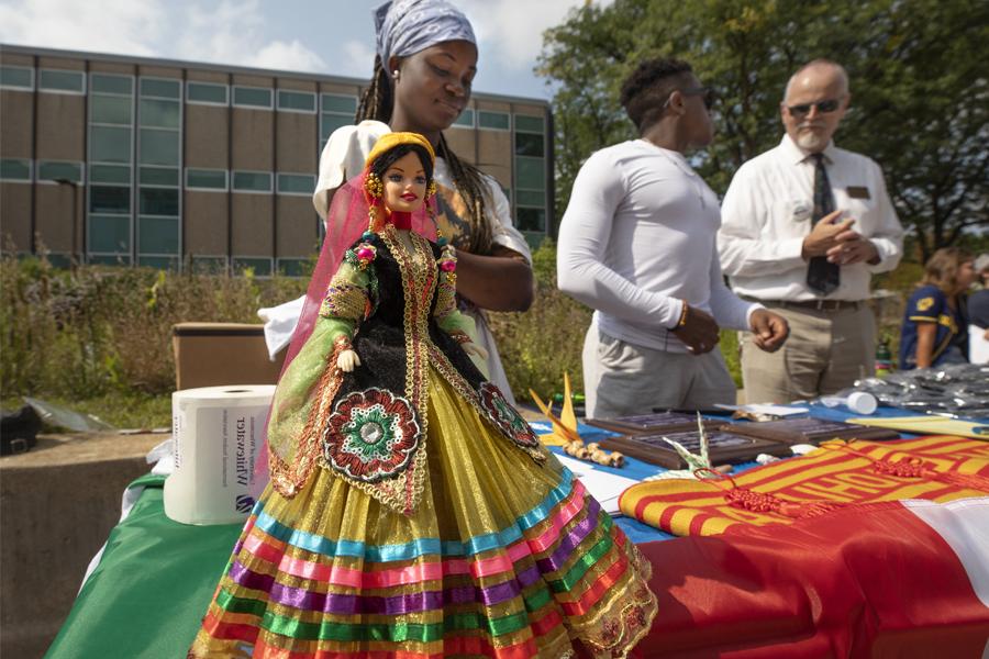 A colorful display on the International Student Association's table during the Involvement Fair. 